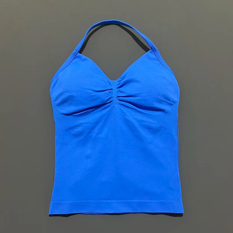 HISTELLO Impact Sports Bra - Longline Strappy Yoga Tank Top