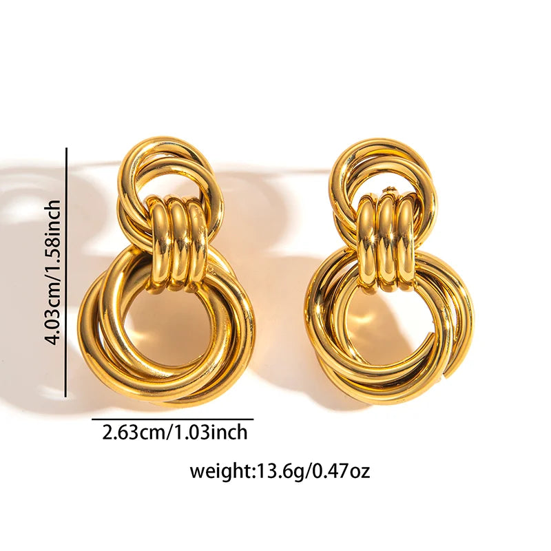 ANENJERY 316L Stainless Steel Circular Splicing Earrings For Women Men Fashion Unique Punk Hip hop Jewelry Gift Wholesale
