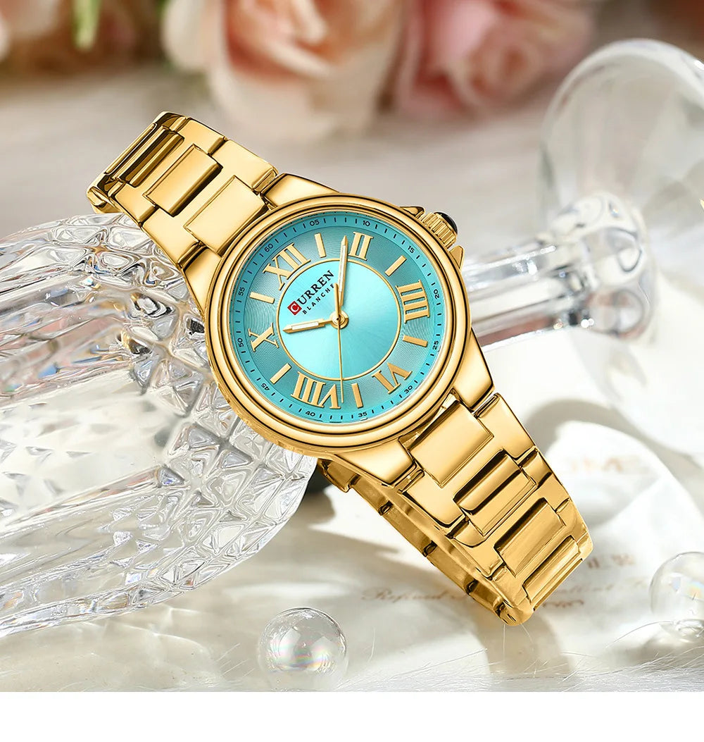 CURREN 9091 Rose Gold Watch - Elegant Steel Strap Ladies Quartz