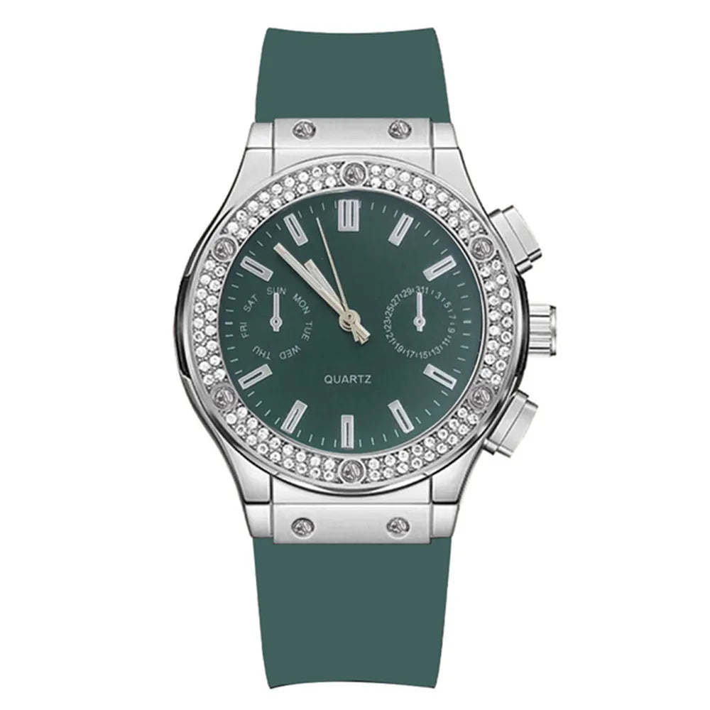 Fashion 2025 Rubber Women Watches Luxurious Brand Casual Diamond Female Quartz Wristwatches Simple Sport Clock Relogio Feminino