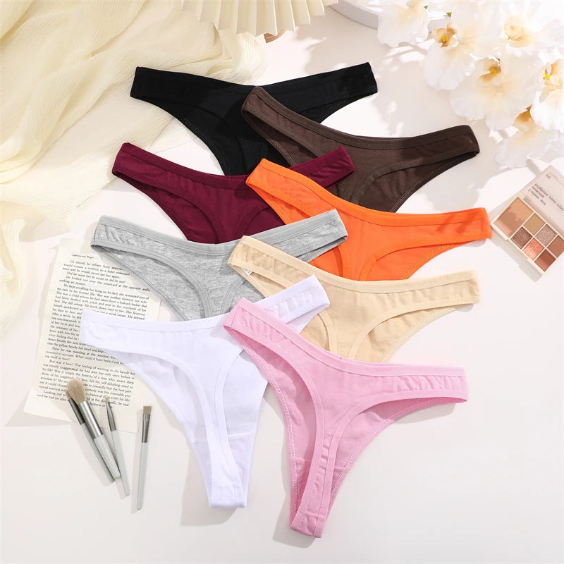 3Pcs/Set Seamless Thong Cotton Women Thin Strap Low Waist High Flexibility Panty Sexy Underwear Ladies Briefs T-back Soft Women