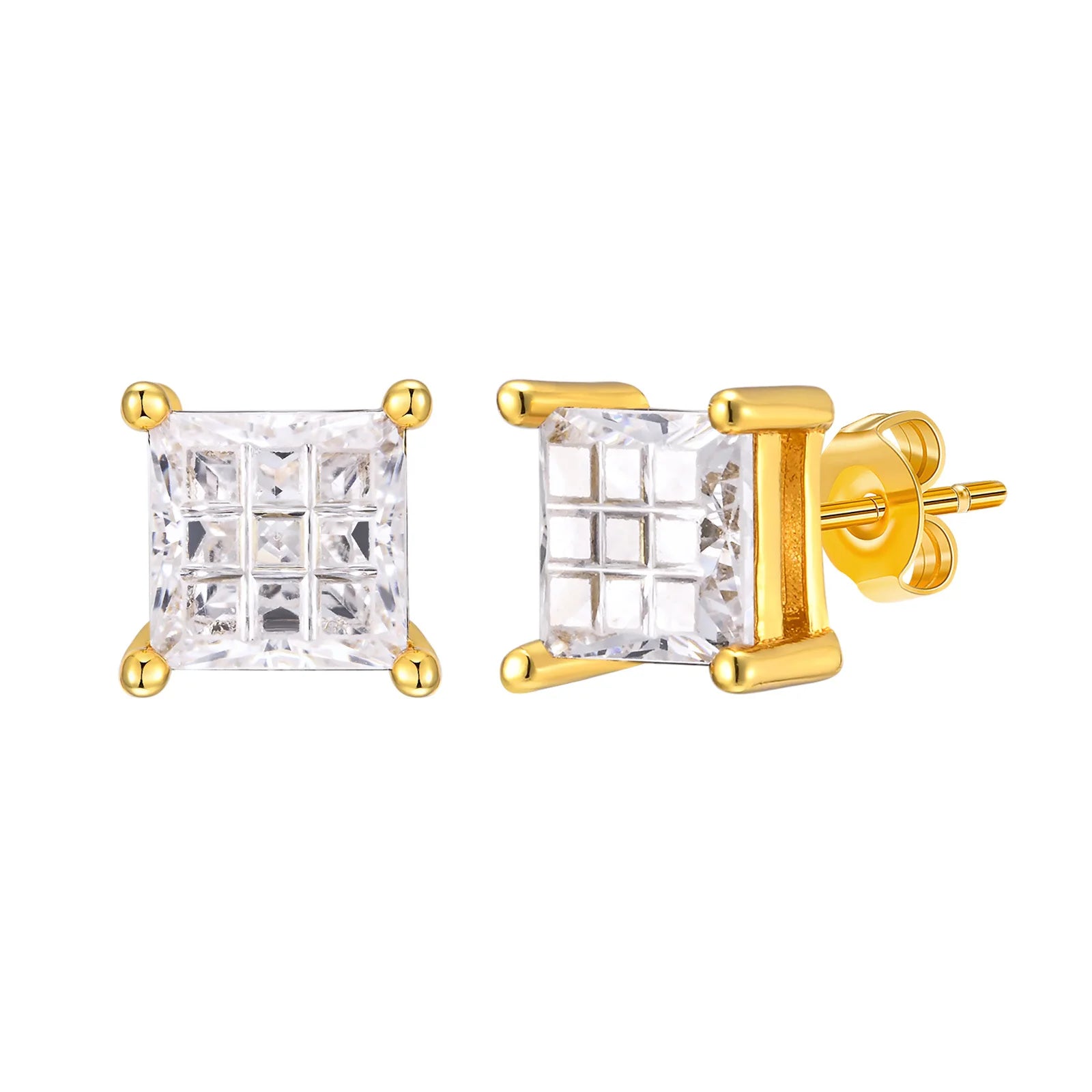 Men's Luxury CZ Stone Stud Earrings,Gold Color Metal Valentine's Father's Day Birthday Party Gift,bbrincos masculinos Jewelry