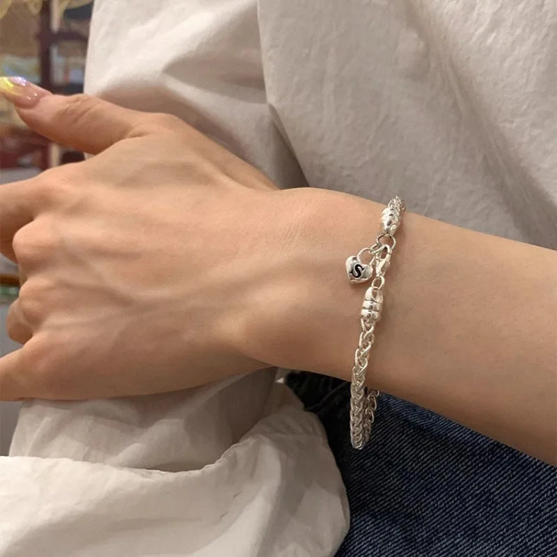 VENTFILLE 925 Sterling Silver Double Layer Pearl Bracelet for Women Girl Design Bead Korean Jewelry Dropshipping