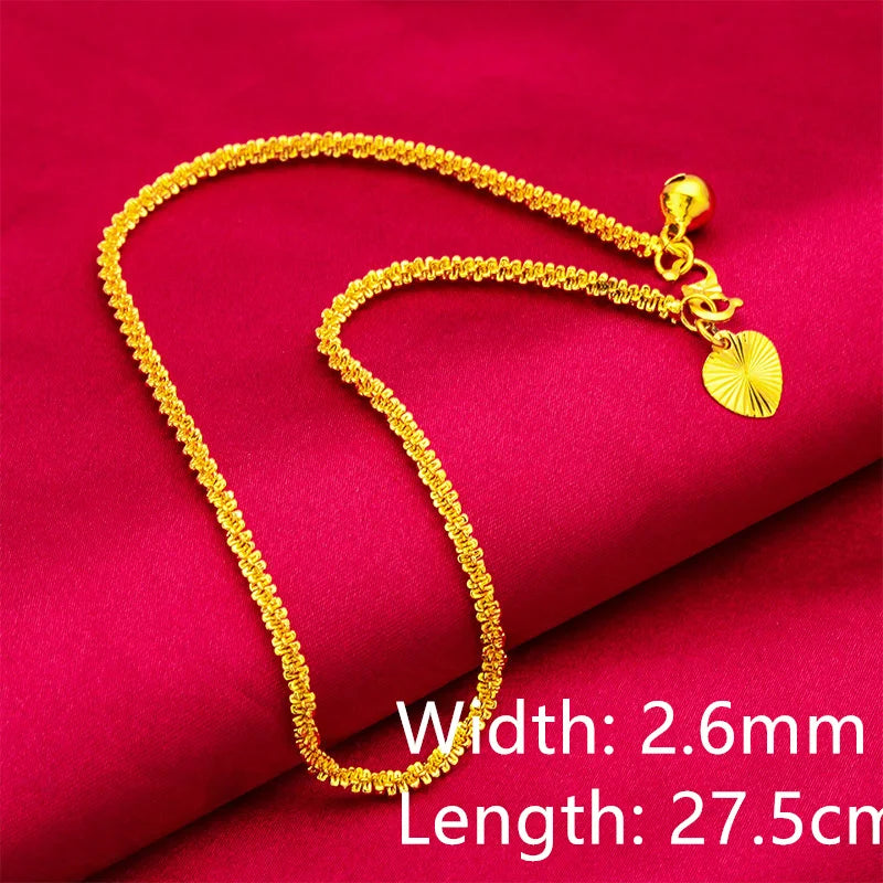 Stainless Steel Bracelets on the Leg Heart Charm Long Chain Foot Anklet 27cm Bohemian Accessories Jewelry Gifts