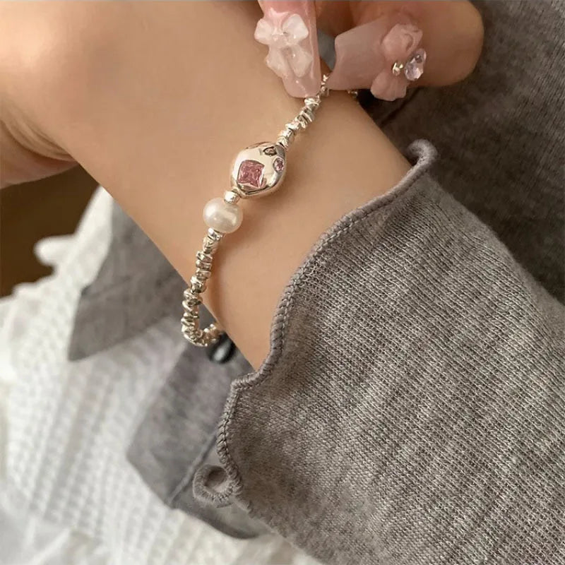 VENTFILLE 925 Sterling Silver Double Layer Pearl Bracelet for Women Girl Design Bead Korean Jewelry Dropshipping