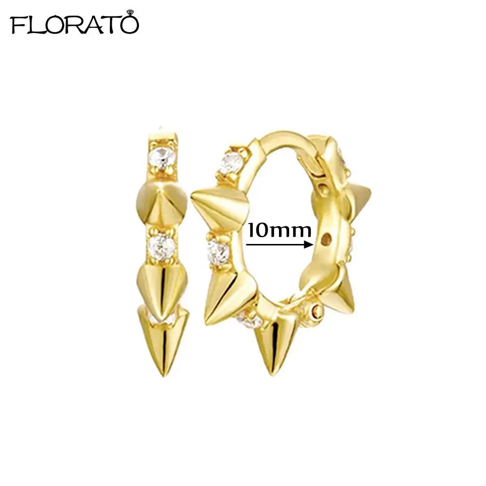 925 Sterling Silver Needle Punk Spike Rivet Hoop Earrings For Women Huggie Earrings Ear Cuff Piercing Earring Gothic Jewelry
