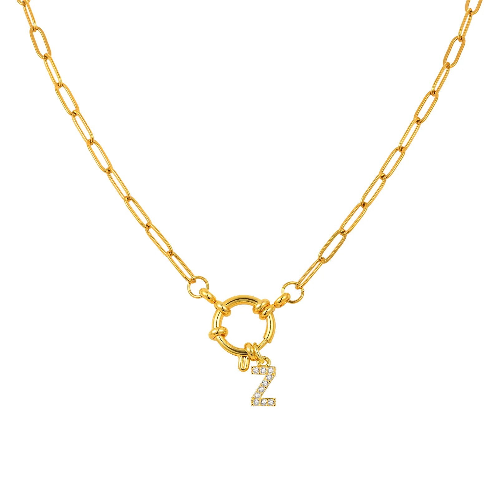 Vnox Women's Trendy Letters Necklaces With CZ Zircon, Stainless Steel 18K Gold Plated Pendant, Fashion Charm A-Z Accessories