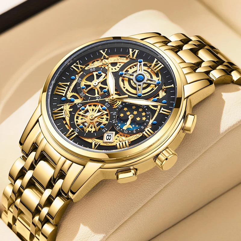 LIGE 2024 Gold Women Watch - Waterproof Sport Quartz Chronograph