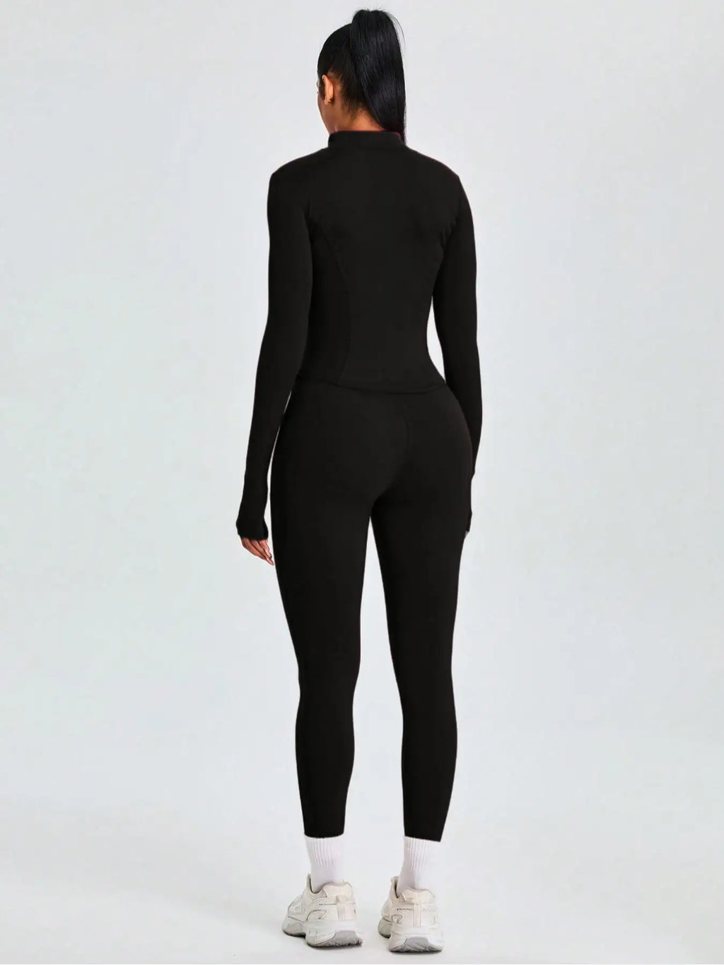 Fitfemme Two-Piece Sports Set - Zip Mock Neck Jacket & Leggings