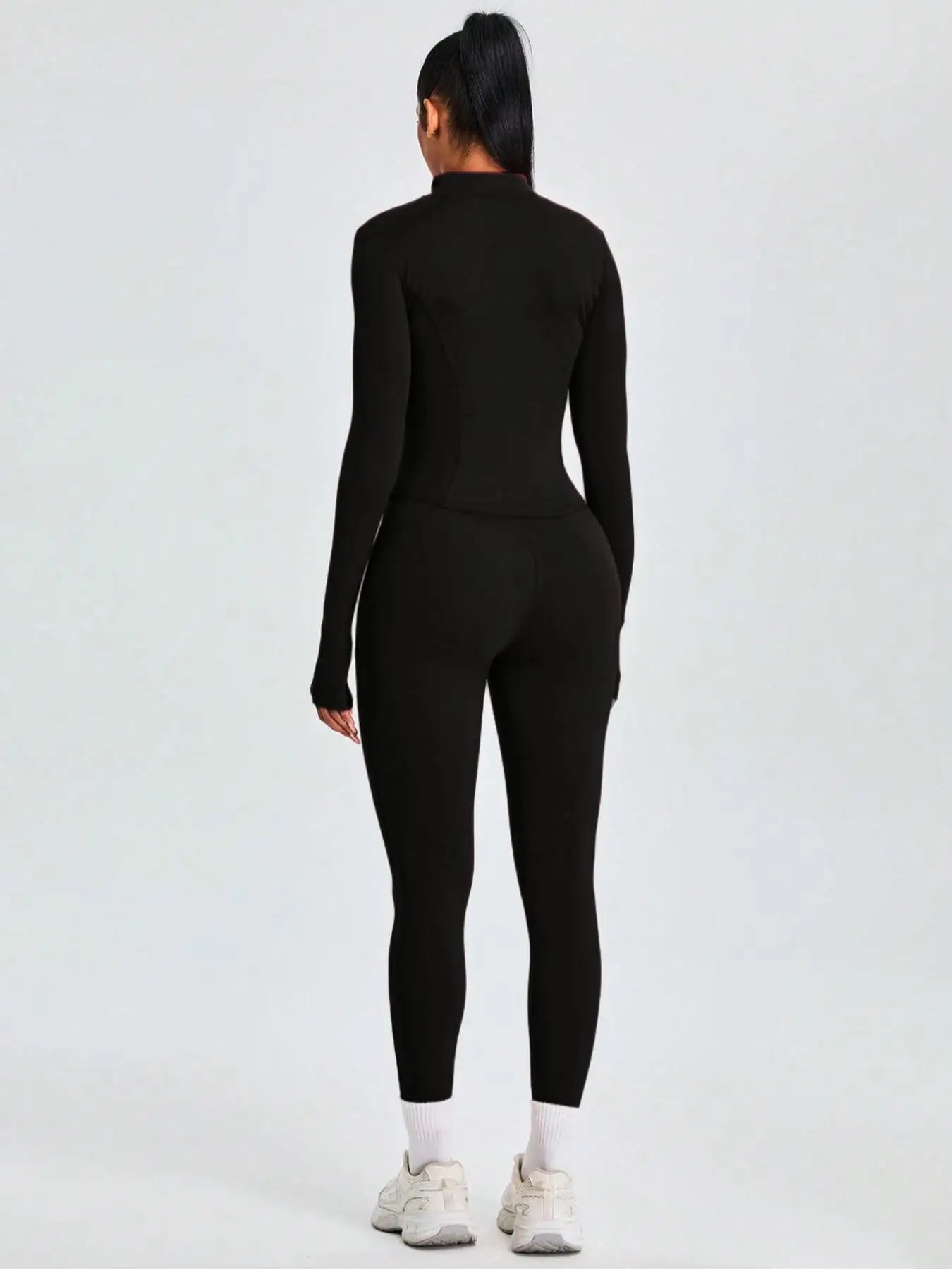 Fitfemme Two-Piece Sports Set - Zip Mock Neck Jacket & Leggings