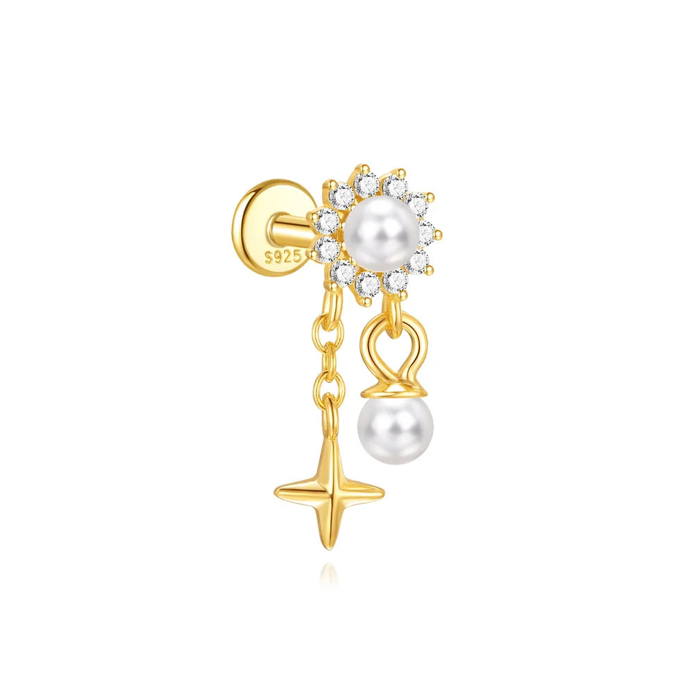Aide 925 Sterling Silver 1piece Silver Color Thread Labret Upper Stud Earrings Cartilage Tragus Helix Piercing Studs Jewelry