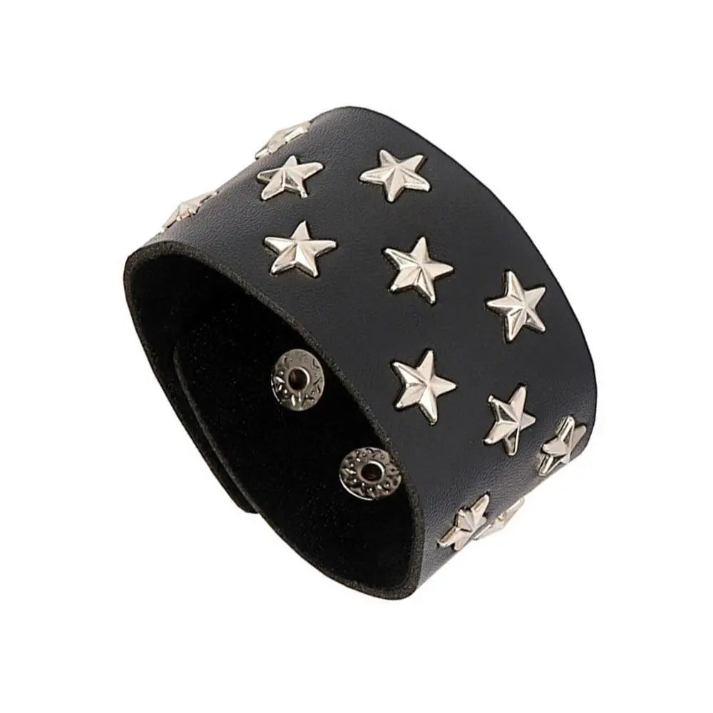 2024 Punk Dark PU Bracelet For Women Men Hip Hop Rock Chain Multi Layered Bracelet Trend Retro Gothic Jewelry Dancer Accessories