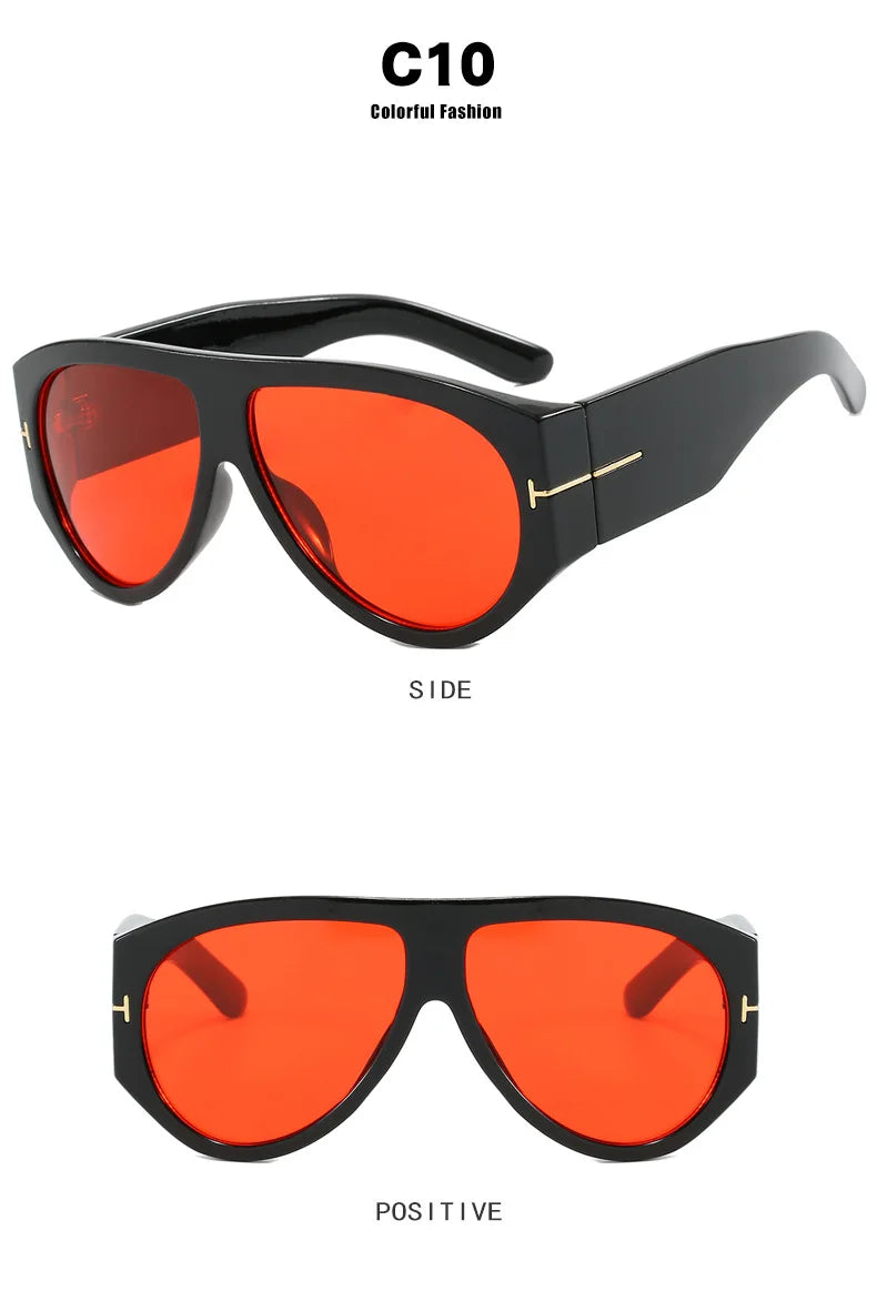 Vintage Oval Large Frame Sunglasses - Trendy Street Style UV400 Women