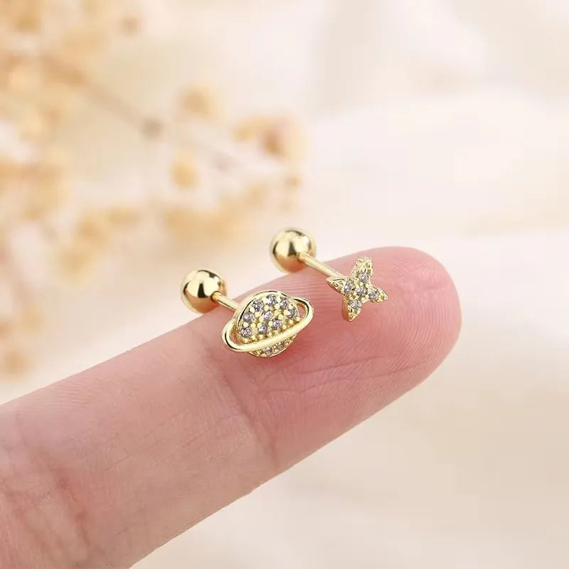 New Fashion Heart Stud Earrings for Women Hypoallergenic Screw Cartilage Helix Earring Girls Piercing Accessories Jewelry Gifts