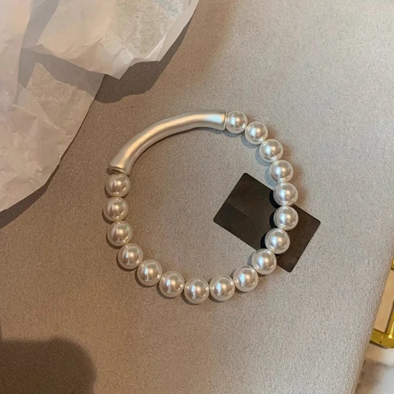 New 925 Silver Geometric Bead Punk Peace of Mind Words Irregular String Bracelet For Woman Girl Fashion Jewelry Gift Dropship