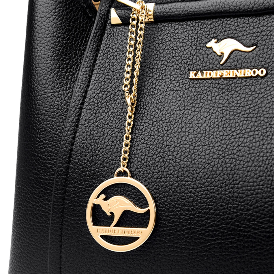 2024 Luxury Designer Handbag - 3 Layer Crossbody Leather Tote