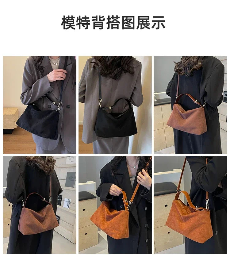 Large Capacity PU 2024 High Quality Shoulder Bag Zipper Solid Popular Fashion Handbag Soft Versatile Commuting Crossbody Bag