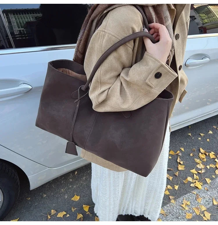 Faux Suede Solid Color High Quality Fashionable Versatile Handbag 2025 Women's Product Hot Selling  Large Capacity Shoulder Bag