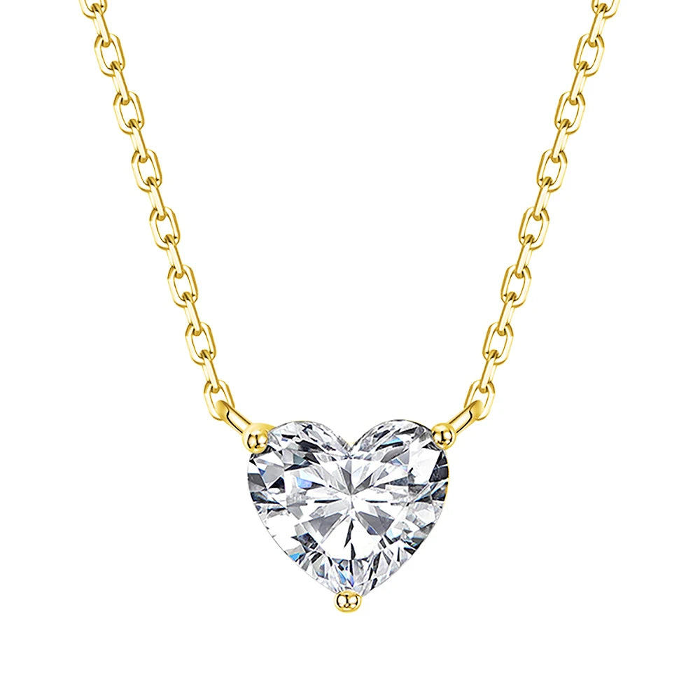 1-3Carat Heart Cut Moissanite Pendant Necklace for Woman S925 Silver Plated 18k Gold Solitaire Diamond Neckchain Gra Certified