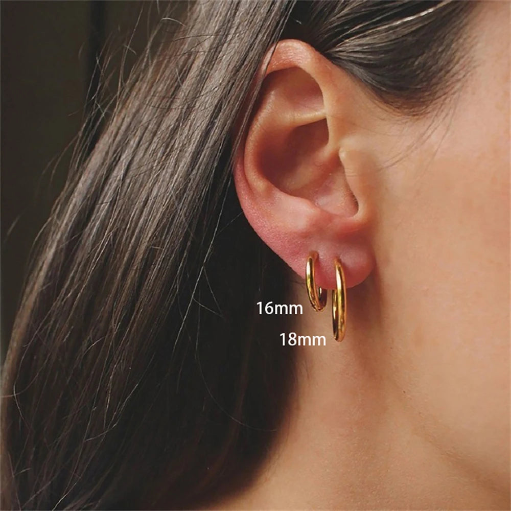 1Pairs/2Pcs Small Hoop Earrings Women Men Gold Silver Color Stainles Steel Round Circle Pendientes Mujer 2023 Anti-allergy