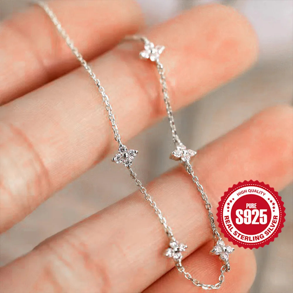 CANNER European American Style Eight-Pointed Star Zircon Bracelet S925 Sterling Silver Personality Simple Versatile Bracelet