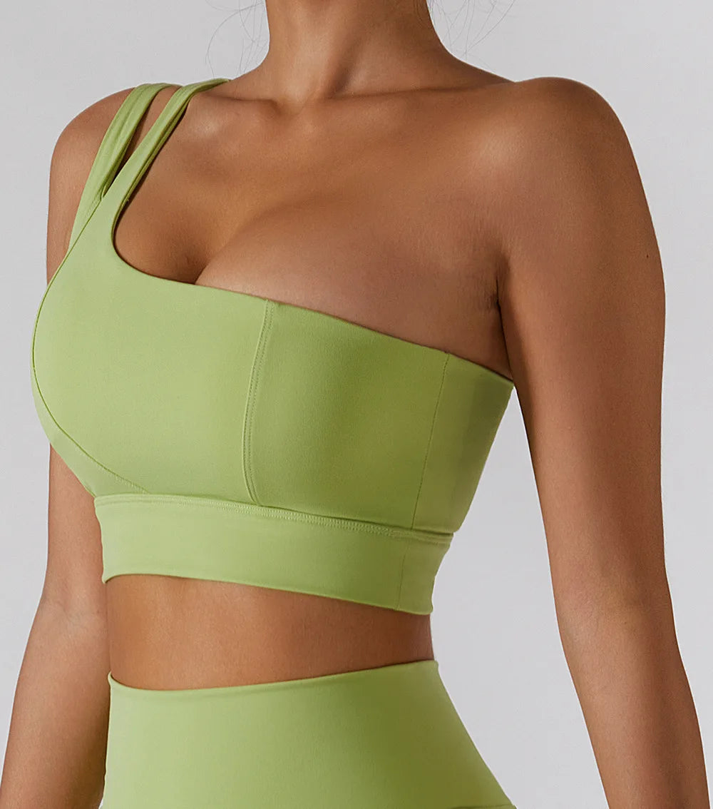 Sexy One Shoulder Sports Bra - High Strength Fitness Vest