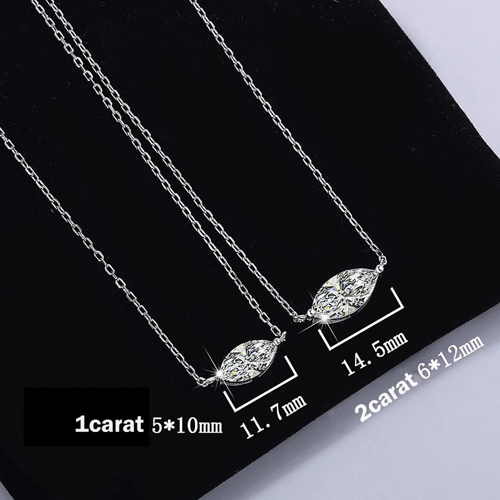 1/2carat Marquise Cut Solitaire Moissanite Diamond Pendant Necklace Gra Certified 925 Silver Plated 18k Gold Neckchain Woman