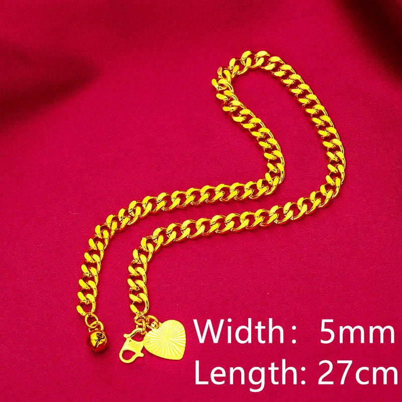 Stainless Steel Bracelets on the Leg Heart Charm Long Chain Foot Anklet 27cm Bohemian Accessories Jewelry Gifts