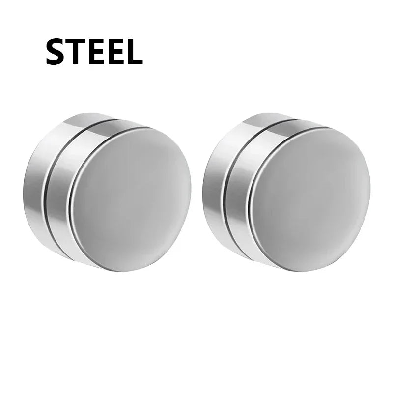 1 Pairs Fashion Magnetic Stud Earrings Men and Women Black CZ Magnet Non-piercing Clip Earring Set Punk Earrings Jewelry Gift