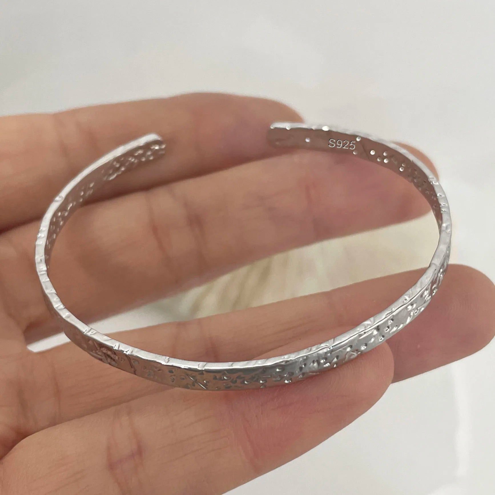 100% Solid 925 Sterling Silver Metal Bracelet for Women Men Vintage Handmade Simple Birthday Gift S-B451