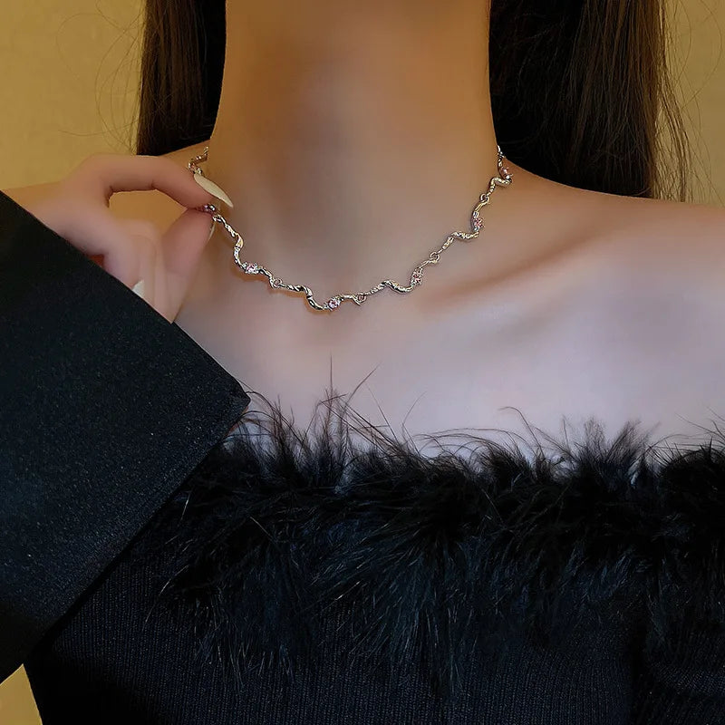 New luxury zircon necklace heart shaped tassel pearl necklace designer high end necklace birthday necklace