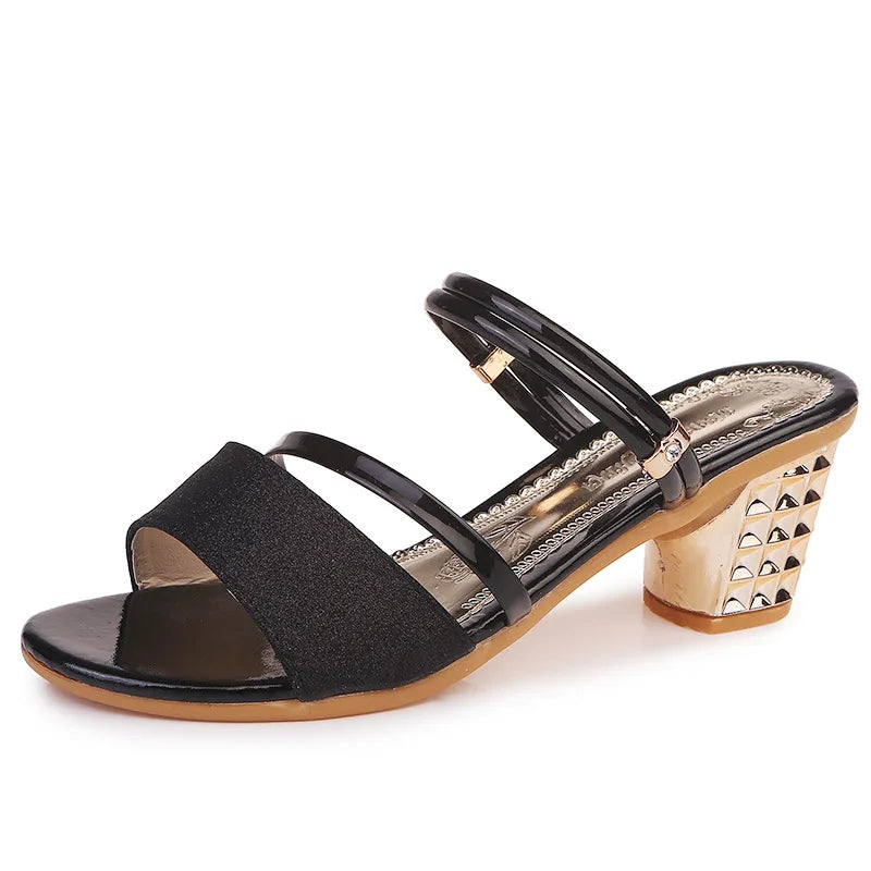Luxury Gold Bling Gladiator Slippers - 2023 Summer Fashion Wedge Sandals