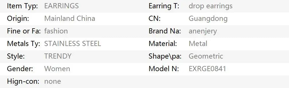 ANENJERY 316L Stainless Steel Circular Splicing Earrings For Women Men Fashion Unique Punk Hip hop Jewelry Gift Wholesale