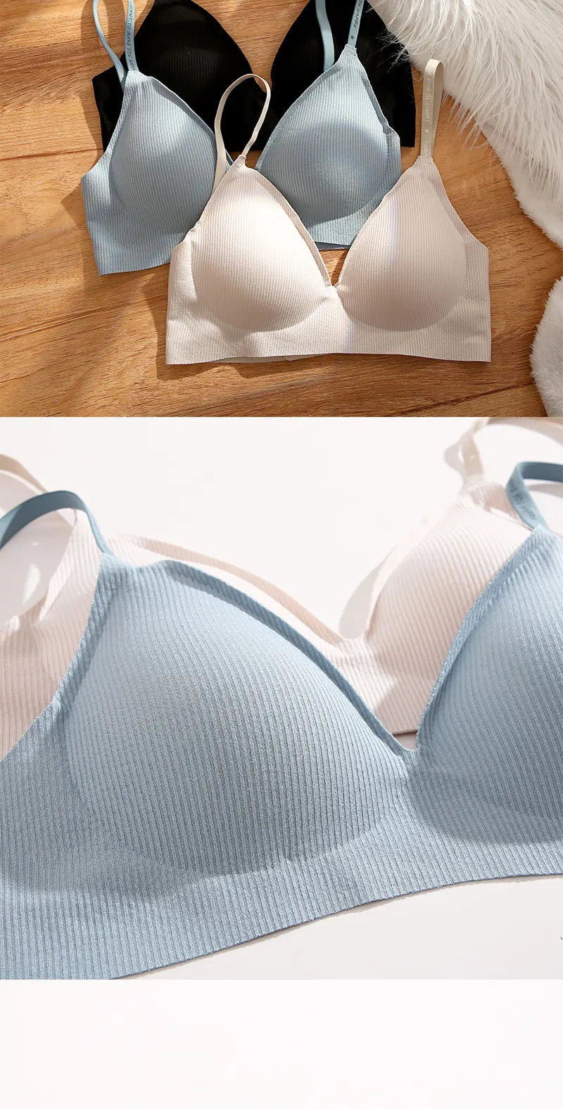 FINETOO 1PCS Women Sexy Seamless Bras Deep V Neck Bralette Sexy Lingerie Letter Strap Tops Push Up Underwear Wireless Brassiere
