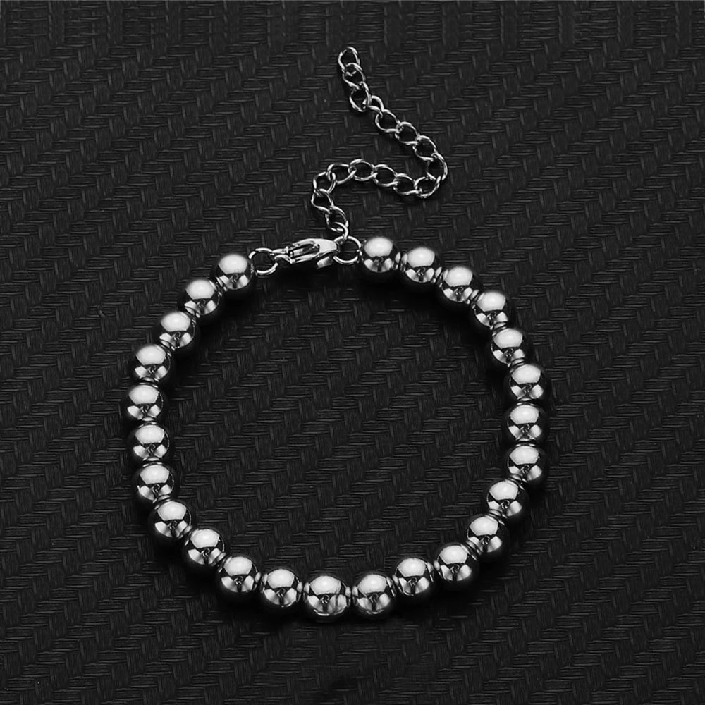 MisenBaBa Stainless Steel Ball Beads Cuff Bracelet for Women Gold Silver Color Beaded Bracelets Charms Metal Statement Jewelry