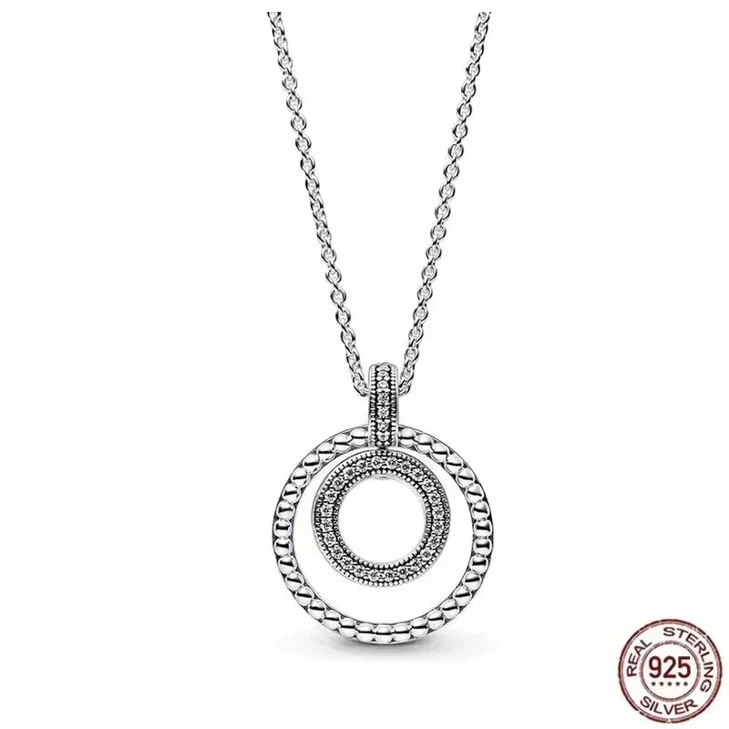 Christmas Birthday Surprise Gifts 925 Sterling Silver Exquisite Shiny Round Heart-shaped Necklace Classic Charm Women's Jewelry