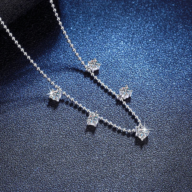 PT950 Platinum Inlaid 1.5 Carat D-color Moissanite Pendant, Starry Sky Collarbone Chain, Women's Necklace, PT950 Imprint