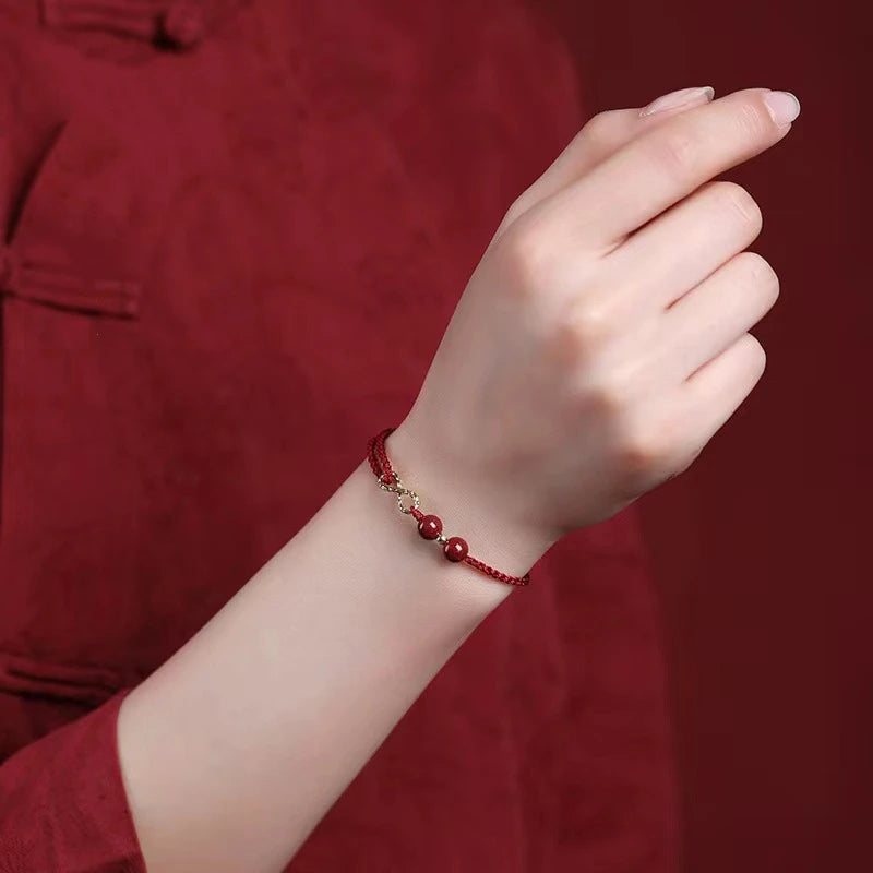 Lucky Red Thread Bracelet Men Women Tibetan Buddhist Lotus Infinity Cinnabar Beads Handmade Braided Rope Bracelets Party Jewelry