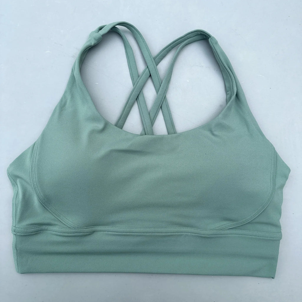 Solid Color Cross Fitness Bra - High Strength Yoga Sport Top