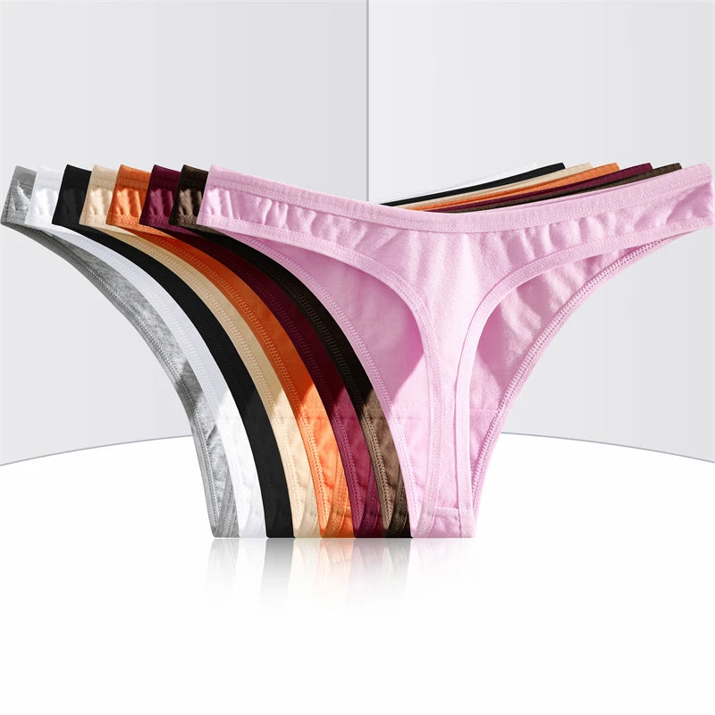3Pcs/Set Seamless Thong Cotton Women Thin Strap Low Waist High Flexibility Panty Sexy Underwear Ladies Briefs T-back Soft Women