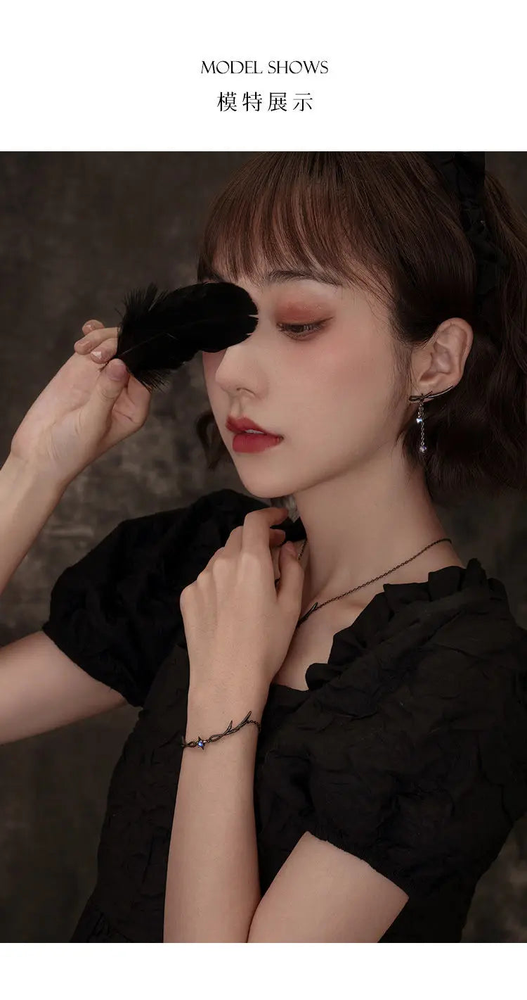 Gothic Punk Dark Style Black Bracelet Personality Ladies Simple Charm Casual Jewelry Gift