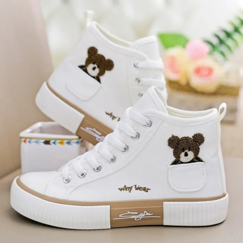 Women's Cute Canvas Sneakers - Breathable Vulcanized Sport Shoes