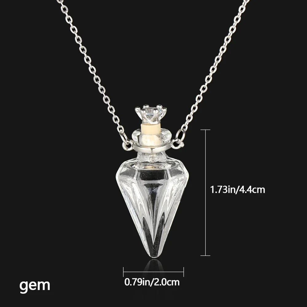 Openable Water Drop Heart Steel Chain Perfume Vial Necklace Wishing Bottle Pendant Essential Oil Diffuser Memorial Jewelry Gifts