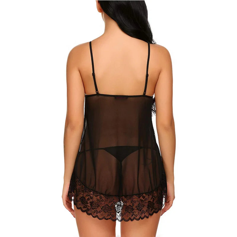 Exotic Female Underwear Nightgown Sexy Lingerie Women Crotchless Sleepwear Pajamas Lace Night Dress Costumes G-string