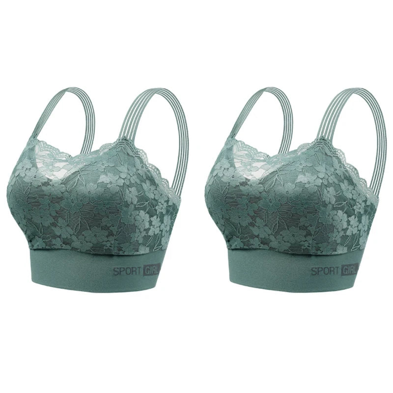 2PCS Women Lace Bras - Wireless Bralette Vest Style Tube Tops