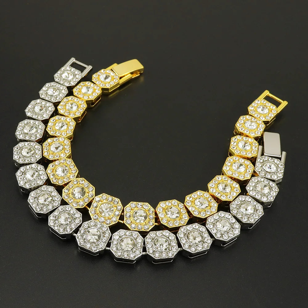 HNSP 13MM Wide Luxury Bracelet For Men Women Hip Hop Hand Chain Jewelry Accessories