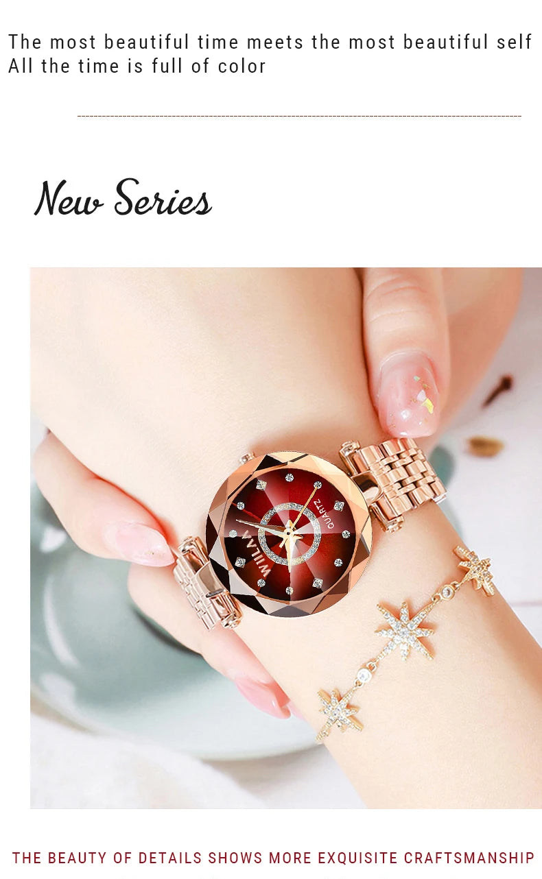 Women Watches 2025 Top Luxury Brand Rhinestone Elegant Ladies Watches Gold Clock Wrist Watches For Women relogio feminino