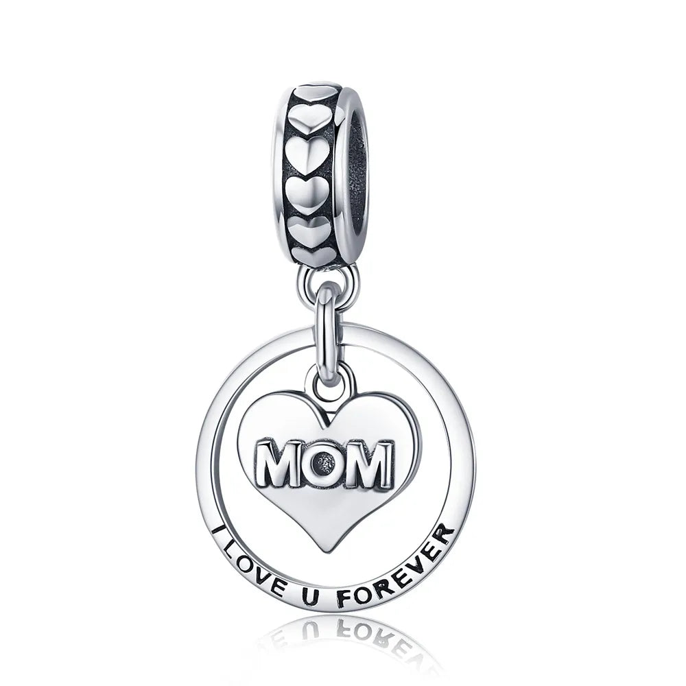WOSTU 925 Sterling Silver Animal Cat Charm Pendant Heart Family Ladybug Bee Beads Fit Original Bracelet DIY Jewelry For Women