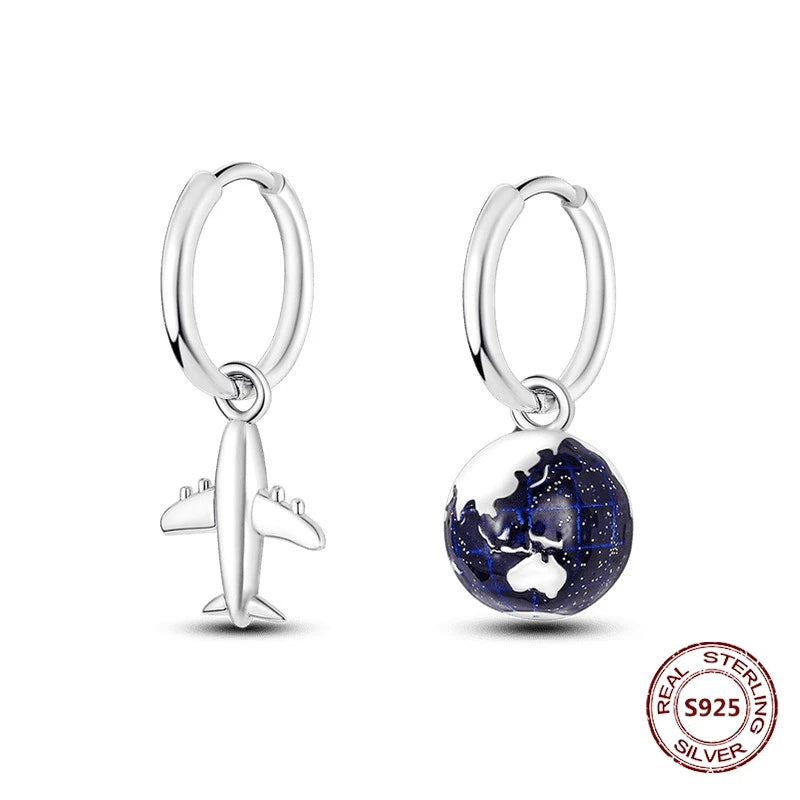 Unicorn Earrings 925 Sterling Silver Original Zircon Elephant Feather Dog Cat Blue Star Small Earrings For Women Jewelry Gift