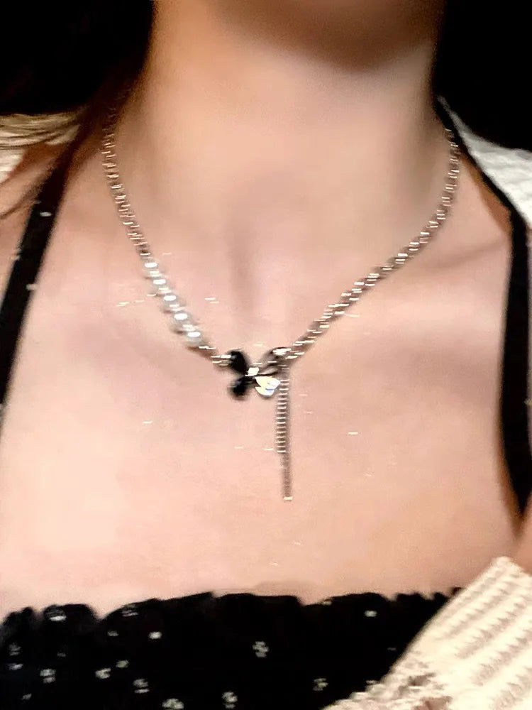 New luxury zircon necklace heart shaped tassel pearl necklace designer high end necklace birthday necklace